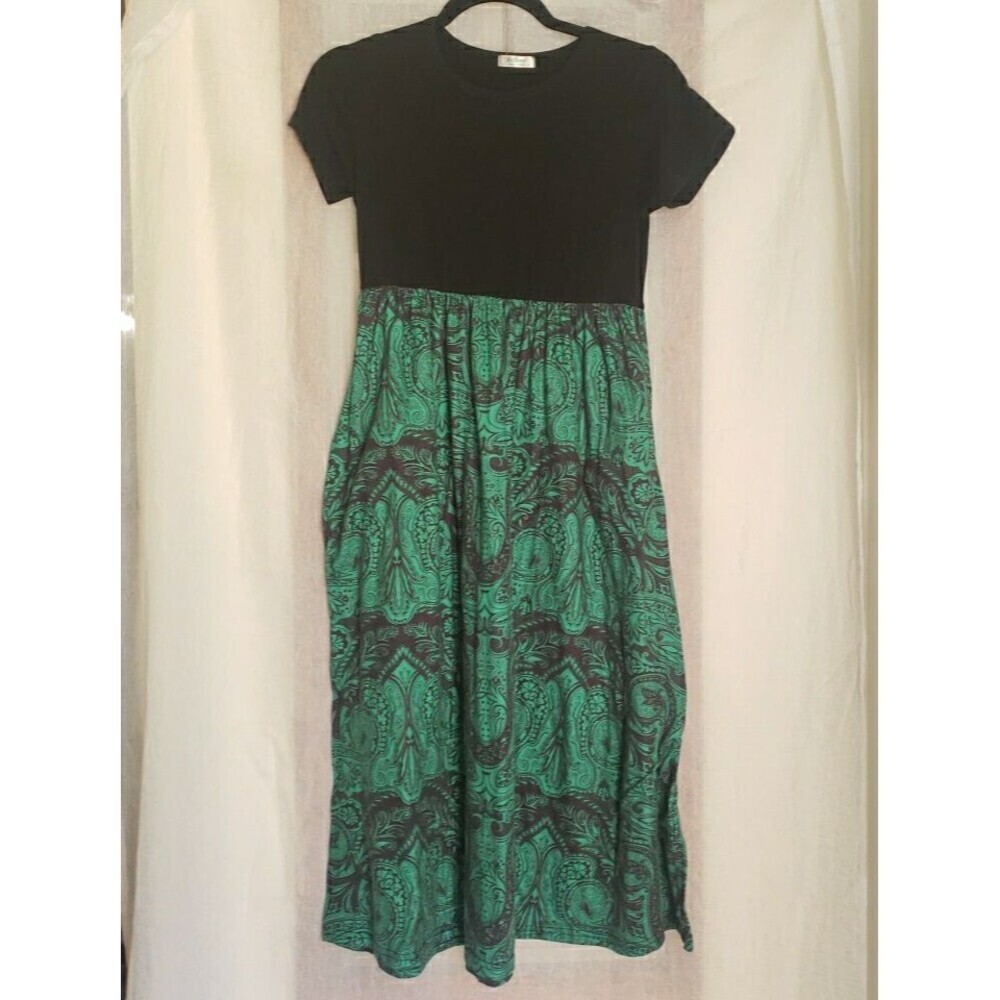 Girls Dress Holiday Party Black Green 40" Long